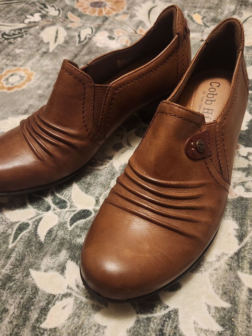 Cobb Hill Adele by New Balance Women's 6 Brown Leather Slip-On Heels Blick Heels